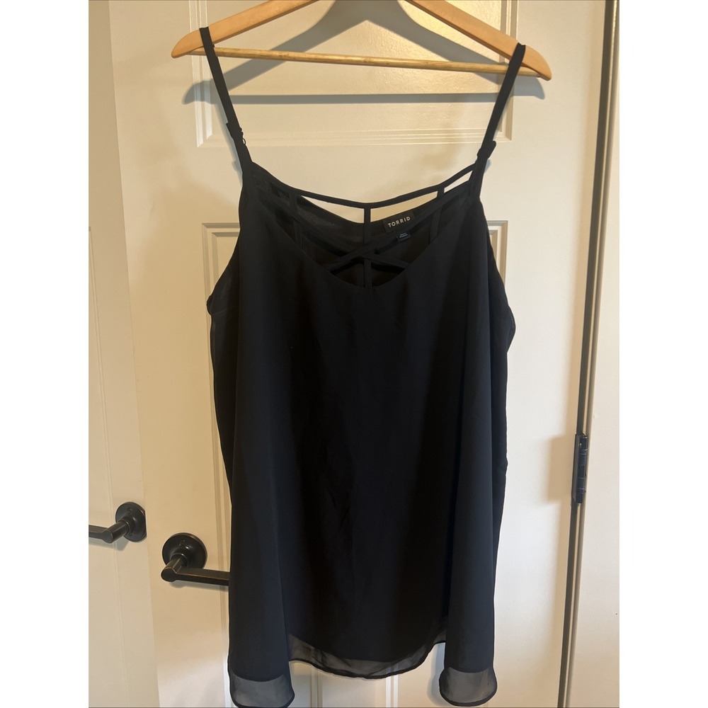 Torrid Tank Top 2 Black Lightweight Flowy Lined Layered V Neck